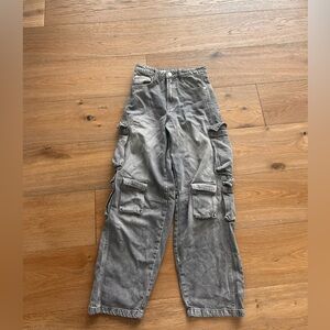 Cute gray Zara cargo jean/denim. Size 0. Gently used.